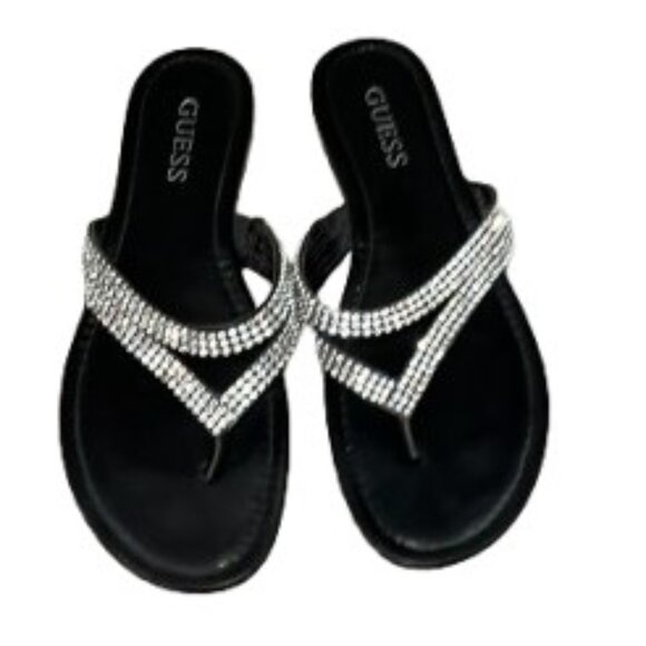 NWOT GUESS Rhinestone Thong Sandal Flip Flops - Size 6 - Picture 1 of 2